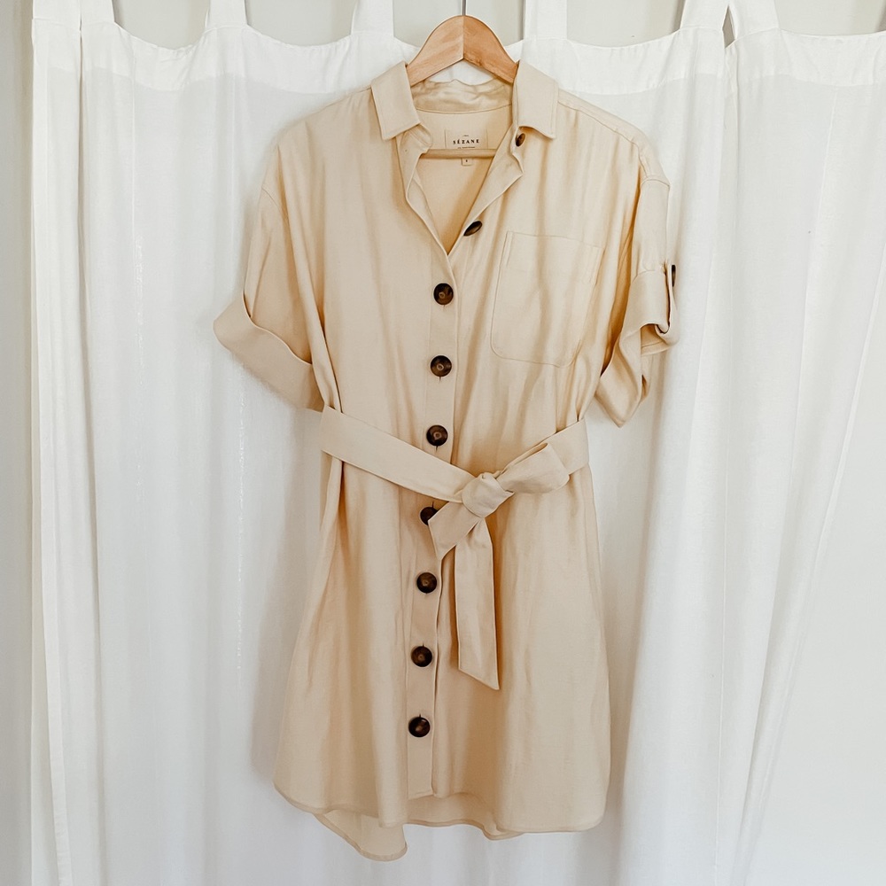 Sezane Celia dress in Cream, size small